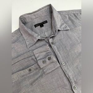 JOHN VARVATOS USA Shirt Mens M Long Sleeve Button Up Gray Minimalist Cotton EUC